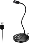 JOUNIVO USB Microphone, 360 Degree Adjustable Gooseneck Design, Mute Button & LED Indicator, Noise-Canceling Technology, Plug & Play, Compatible with Windows & MacOS