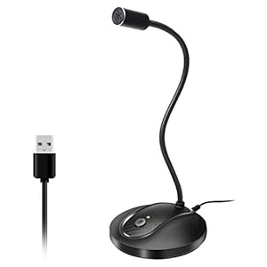 JOUNIVO USB Microphone, 360 Degree Adjustable Gooseneck Design, Mute Button & LED Indicator, Noise-Canceling Technology, Plug & Play, Compatible with Windows & MacOS