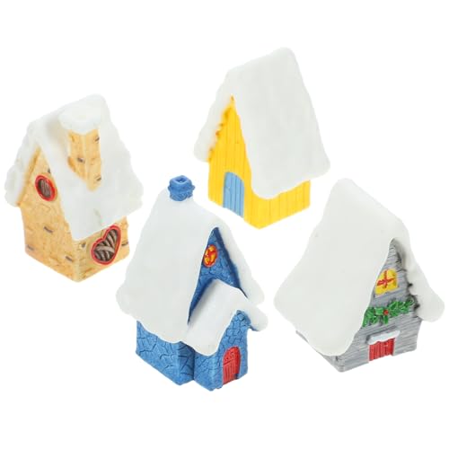 MAGICLULU Lot De 4 Figurines De Noël Miniatures en Résine pour Décoration De Maison Village Maison Fête