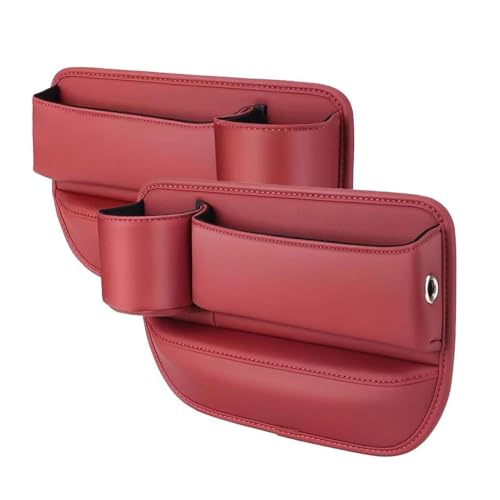 MZGDONGF 2 Pack Car Seat Gap Filler Organizer for VW Polo Vivo I Hatchback 2010-2014 2015 2016 2017, Leather Seat Gap Filler Organizer Multi-Purpose Car Accessories,Red