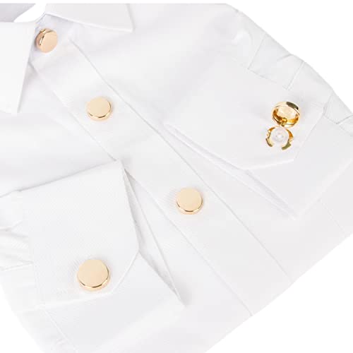 Image of 8Pcs Button Covers for Mens Shirts, Tuxedo Fake Studs | Fits regular dress shirts, button cover cufflinks, brass metal, sleek polished finish, secure clip on, groomsmen accessories