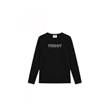 FREDDY - T-Shirt Manica Lunga con Logo in Perline, Donna, Nero, Extra Small