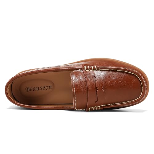 BEAUSEEN Women's Classic Handsewn Penny Loafers - Casual Slip On Moccasin Driving Shoes Lightweight Walking Flats Comfort Women Loafer Shoes, Brown, 10.5 US by BEAUSEEN - Used condition - Image 4