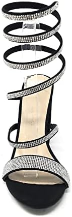 Wild Diva Women's Formal Rhinestone Coil Spiral Wrap Strap High Chunky Block Heels Morris-567 (Black VS, us_Footwear_Size_System, Adult, Women, Numeric, Medium, Numeric_10) | Image 2