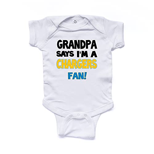 NanyCrafts Baby's My Grandpa Says I'm a Chargers Fan Bodysuit 6 Months Whte