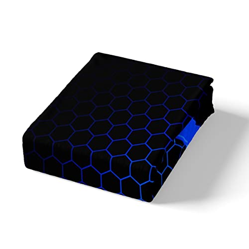 Feelyou Geometry Bedding Set Geometry Honeycomb Comforter Cover For Kids Boys Girls Teens Hexagonal Geometrical Blue Black Duvet Cover Breathable Beehive Bedspread Cover Room Decor Quilt Cover Full Size thumb #4