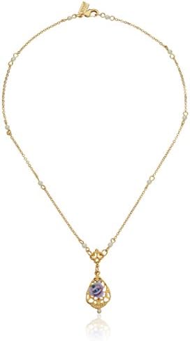 1928 Jewelry Company1928 Jewelry Porcelain Rose Pendant Faux Pearl Accent Vintage Style Necklace For Women 17", Handmade Flowers, Timeless Floral Jewellery, Made In USA