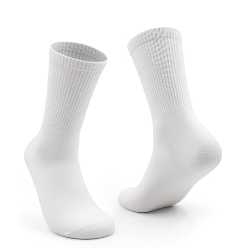 COUVER Running Unisex Cushioned Sole Arch Support Athletic Crew Socks, White,1 Pair, Size Large.2