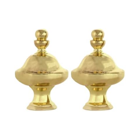 Lamp Finials 2-Pack (Glossy Brass, 1-1/2" Tall), Secure Lampshade to Table/Floor/Pendant Lamps, Decorative Solid Metal Replacement Finial Set, 1/4-27 IPS Pipe Compatible, American Small Business Cover