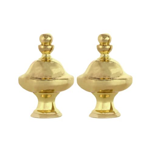 Lamp Finials 2-Pack (Glossy Brass, 1-1/2" Tall), Secure Lampshade to