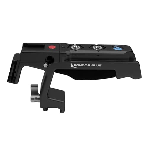 Image of KONDOR BLUE Talon XL NATO Top Handle with REC Trigger for Camera Cages, Dual NATO Rail, 3 /8-16 ARRI-Style Mounts, Cold Shoe Slots, Remote REC Button, Ergonomic Grip, Bubble Level, Black