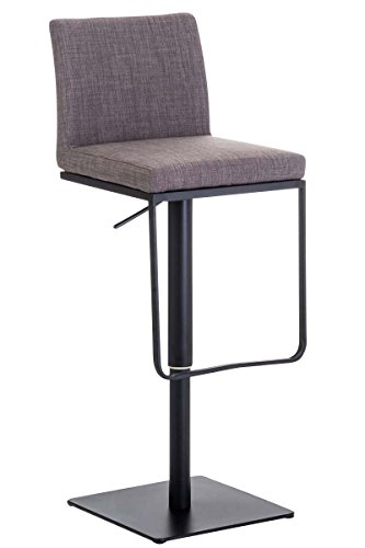 CLP Tabouret de Bar Panama Tissu Reglable en Hauteur I Chaise Haute de Bar Dossier Repose-Pied I Chaise Ergonomique I Couleur:, Couleur:Gris, Couleur du Cadre:Noir