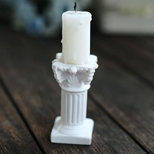 Efavormart 6 Pack | Antique 2.5" White Roman Column Pillar Pedestal Candle Holders, Resin Greek Style Statue Candlestick Holder Stands #TOP6