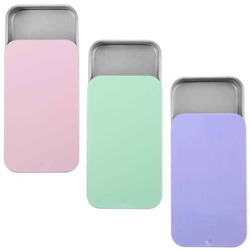 TIESOME 3 Stück 6,0 X 3,5 X 1 cmBlechdose Mit Deckel, Mini Metalldosenbehälter, Rechteckige Leere Dosen Bunte Metalldosen Mit Schiebedeckel Für...