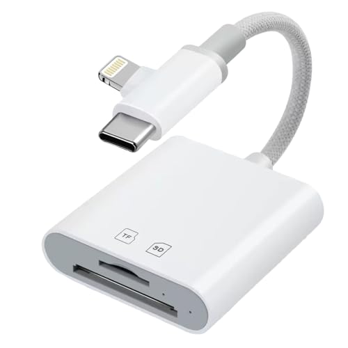 Adaptateur carte SD pour iPhone double connecteur Lightning USB-C blanc TF