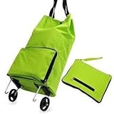 Services for You Collapsible Foldable Rolling Shopping Bag on Wheels, Reusable Folding Shopping Cart Trolley Bag with Wheel , (Green)