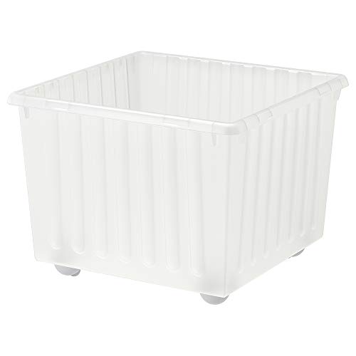Caisse de rangement avec roulettes blanc plastique carré VESSLA