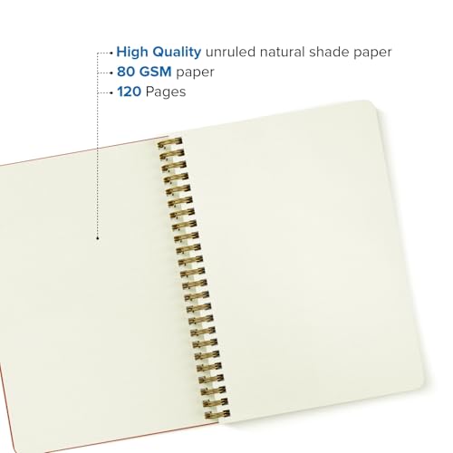 Image of SOLO Velvet Finish Spiral Notebook | A5 Size, 160 Unruled Pages, 80 GSM | Fountain Pen Friendly Premium Journal for Sketching & Writing