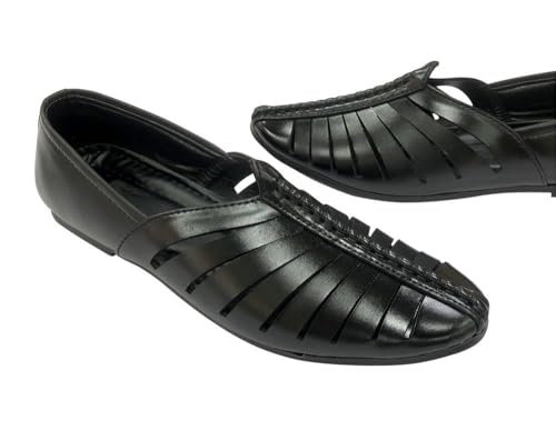 Punjabi Jutti for Mens Black Breathable Comfort Loafers Indian Shoes Sherwani Wedding Shoes4