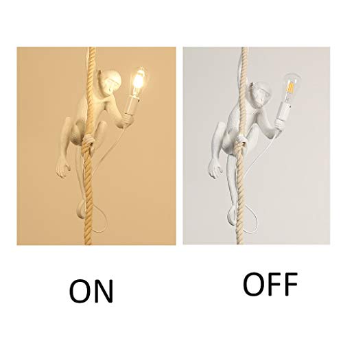 Omoons Ceiling Lamps Indoor Lighting Industrial Style Lamp, Art Personality Resin Chandelier, Hemp Rope Monkey Chandelier/White #TOP3