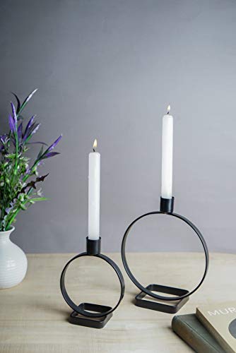 Gocraft Modern Metal Candle Holder | Iron Candlestick Holder, Matte Black (Set Of 2) #TOP2