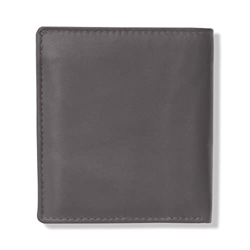 Image of KARA Genuine Leather Wallet for Men - Bi Fold Vertical Dual Color Brown & Blue Men's Wallet with Six Business Card Holding Slots
