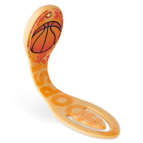 Image of Gifts for Readers & Writers Book Light, Clip On Reading Light for Bed, 2in1 Flexilight & Bookmark, Small & Lightweight with a Soft Glow, 2 Batteries Included, Basketball