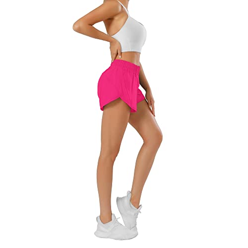 Image of Aurefin Athletic Shorts for Women,Women's Quick Dry Workout Sports Active Running Track Shorts with Elastic and Zip Pockets