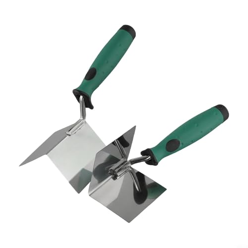 Honseadek Stainless Steel Drywall Corner Trowel Set With 90 Degree Internal And External Angle Spatulas, Ergonomic Non-Slip Rubber Handle(Inside 1PC)