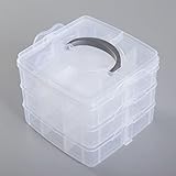 小物パーツ小物小物小物細分ボックス透明ケースレゴ仕切り取り外し可能手提げ小物金属パーツおもちゃアクセサリービーズ3層式大容量 (S：15*15*12.5cm)