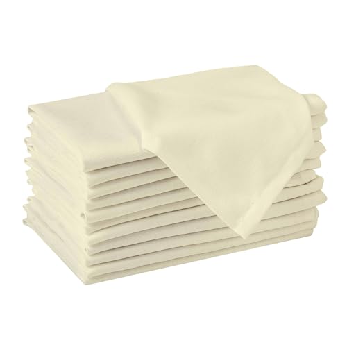 Image of 100% Cotton Dinner Napkins 12x12 Inch, Soft & Durable, Reusable Cloth Napkins for Dining, Events, and Everyday Use (Ivory, Set of 25 (12x12))
