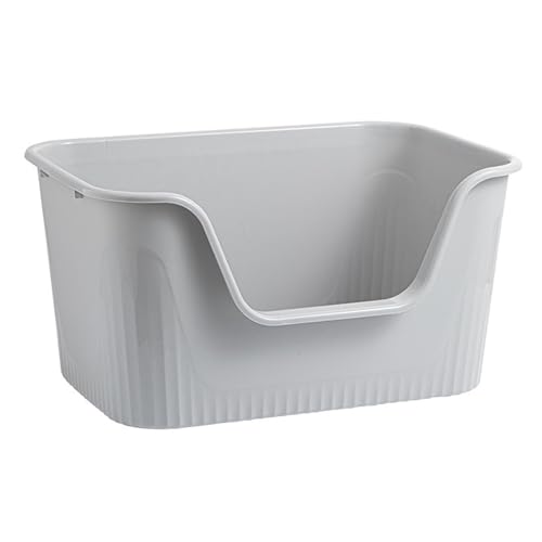 Aymzbd High Sided Cat Litter Boxs for All Kinds of Cat Litter Lowered Front Cat Toilet Sandbox, Gray M