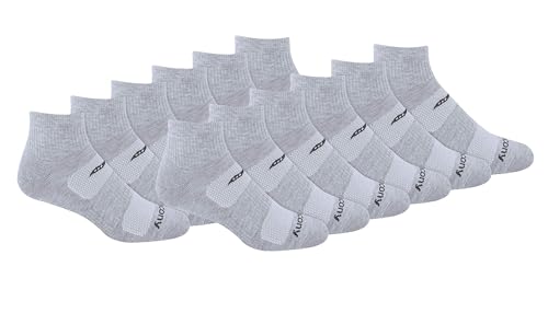 Image of Saucony Men's Rundry Mesh Ventilating Comfort Fit Performance Quarter Socks (6, 12 Pairs)