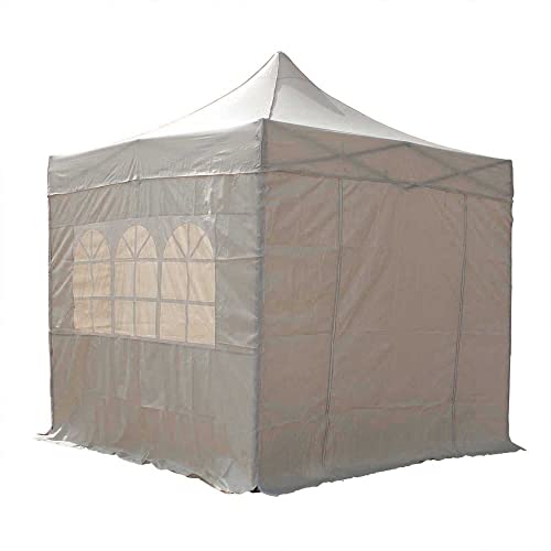 Airwave 3m x 3m Pop Up Gazebo with Sides, Water Resistant PVC, Attachable Side Panels, Church Style Windows, Ideal for Medium Outdoor Spaces, Portable with Heavy Duty Carry Bag (Beige)