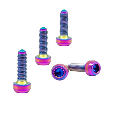 Image of RISON-Titanium M7x1x24.5mm Titanium Bolts, Hex Head, Grade 5, Rainbow, Pack of 5