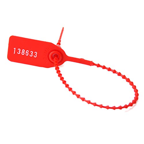 Leadseals(R) 1000 Plastic Tamper Seals, Zip Ties for Fire Extinguishers Pull Tite Security Tags Numbered Disposable Self-Locking Tie 250mm Length (Red)