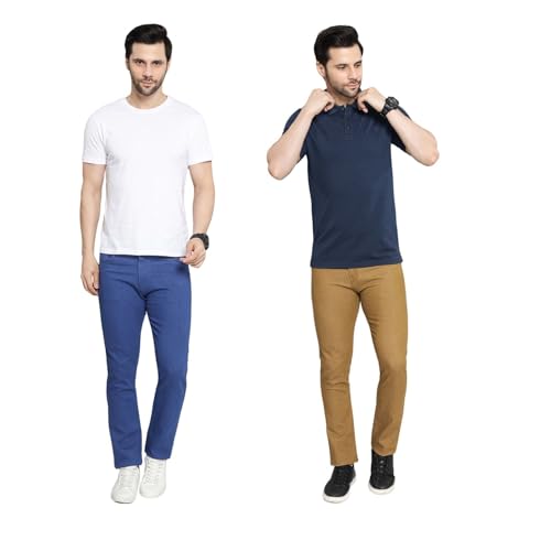 Image of DAIS Men's Stretchable Slim Fit Mid Rise Jeans, Pack of 2, (Combo of 2 Jeans)