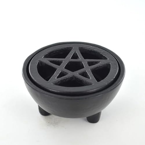 Prezents.com Black Resin Granule Incense Burner Pentagram Cauldron Wax Melt Altar Accessory Wiccan Witchcraft