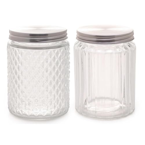 LYOR - Pote de Vidro Lapidado Sortido com Tampa Inox 500ml
