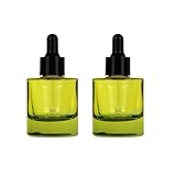 QUUPY 2Pcs 30ML/1OZ Amber Glass Dropper Bottles Empty Thick Glass Bottle with Eye Droppers Refillable Glass Dropper Essential Oil Bottle Cosmetic Containers (Green)