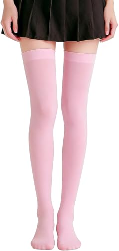 MESU Women Thigh High Socks Over Knee Socks Long Knee High Stockings Pink