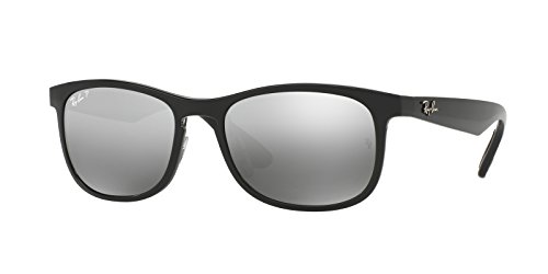 Ray-Ban Men's RB4263 Chromance Square Sunglasses, Black/Polarized Grey Mirror Silver, 55 mm by Ray-Ban - Used condition - CA$130.00