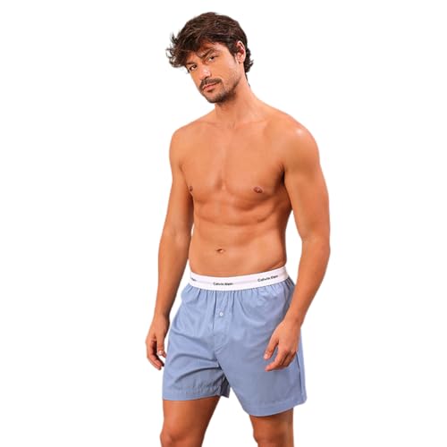 Cueca Samba-Canção de Tricoline Calvin Klein - MAS8621 (BR, Alfa, GG, Regular, Azul Médio)