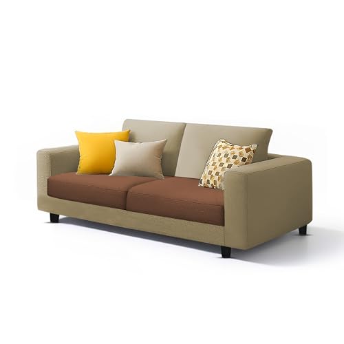 Image of Galib 2 Seater Sofa Set for Living Room (Cream Brown Fabric) Premium Fabric Sofa Set