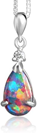 Masterpiece Australia| Jewellery for women| Unique Present| Colourful Natural Triplet Opal Pendant| Sterling Silver Necklace Pear Classic 13x8mm Fire Opal Necklace| Womens Gifts Birthday gift for her