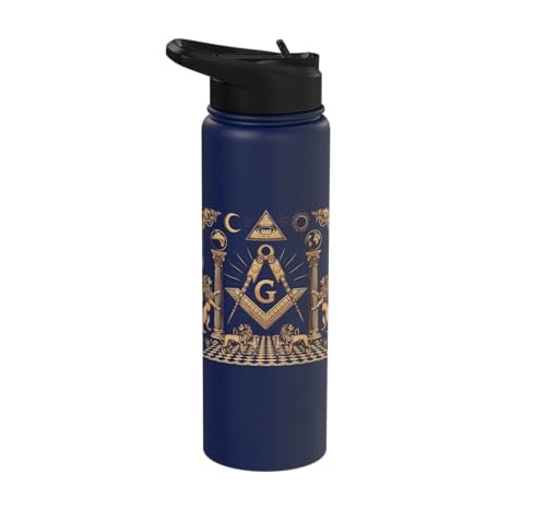Freemason Masonic Fraternal Freemasonry Square Compass Stainless Steel Insulated Water Bottle