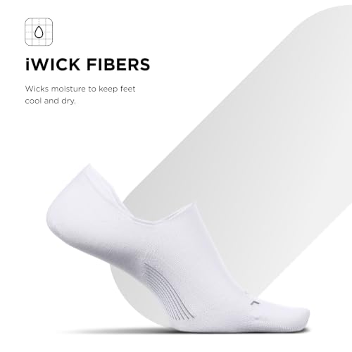 Image of Feetures Everyday Men's Ultra Light Invisble No Show Sock, White, XL