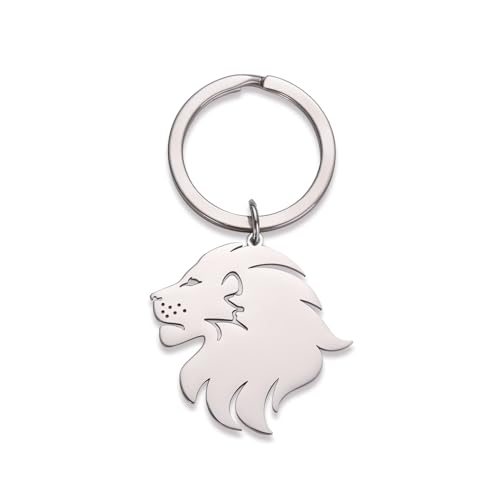 Dreamtimes León con Corona Rey de Acero Inoxidable Llavero Punk Rock para Hombres - Colgante para Bolso y Coche