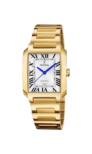 Festina Montre Femme Analogique Acier Inoxydable 316L Doré - Quartz - Verre minéral Haute résistance - Étanche 5 ATM - Date F20680/1 - on The Square