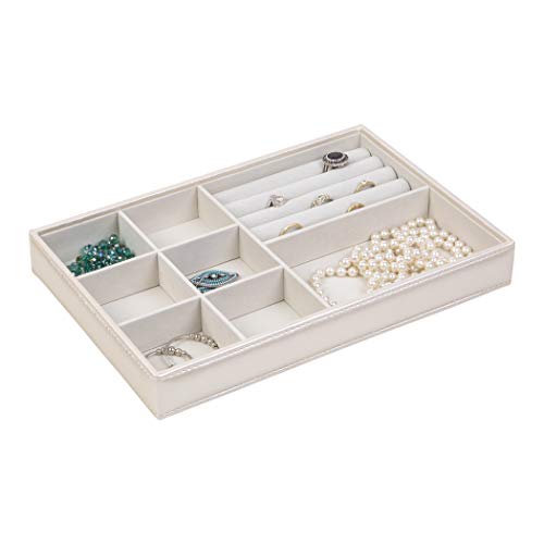 Richards Homewares Stackable Jewelry Storage Organizer Tray, 8-Compartment With Ring Holder, Champagne #TOP2